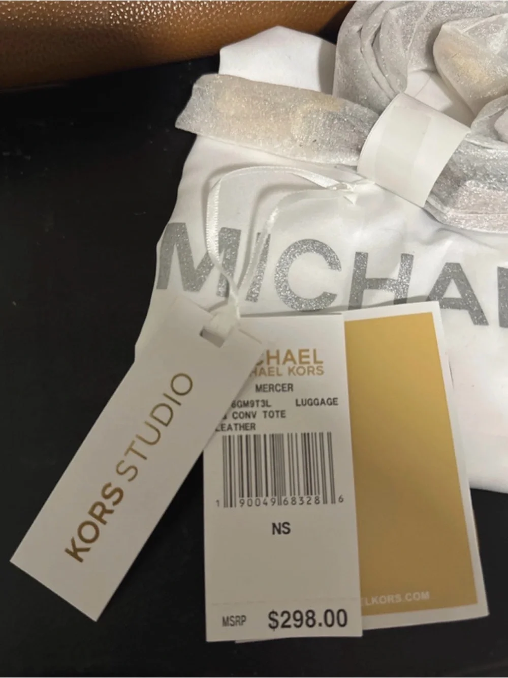 Michael Kors Cognac Pebbled Leather Satchel with Gold Hardware Mercer Large